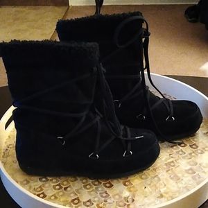 Tecnika black suede sherpa boots blk sz 8